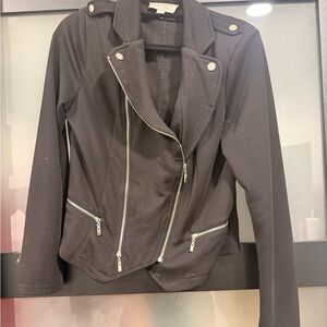 Black moto Jacket with Silver Accents